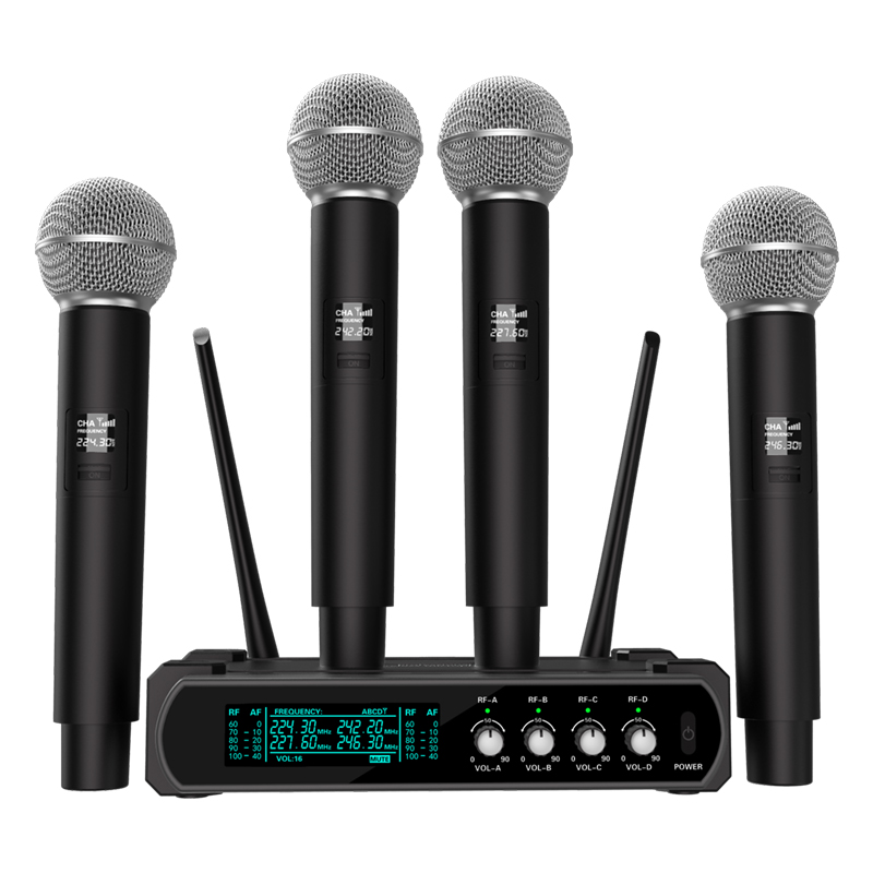 Wireless Microphone Handheld 4 Channel UHF Microphone For Karaoke Wedding Party Band Church Performance: Default Title