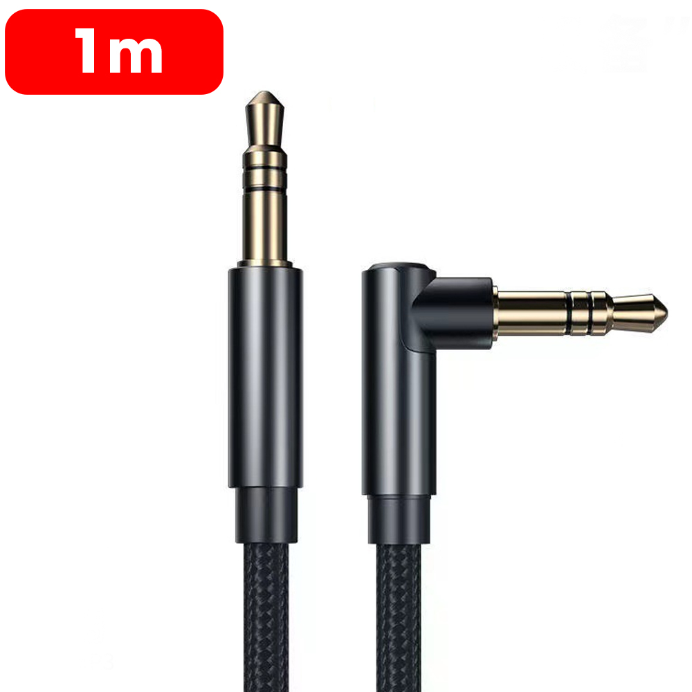 Kabel audio Aux 3,5 mm pod kątem prostym męski do męskiego posrebrzany kabel pomocniczy HiFi do słuchawek samochodowych iPhone 1/2/3 metra