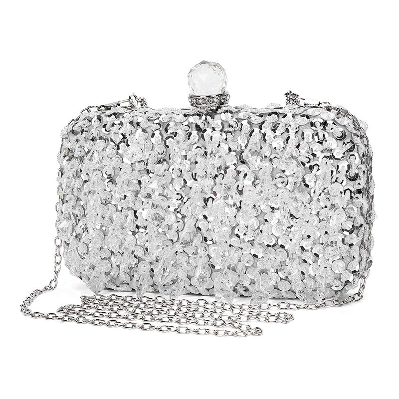 Lyxig kvällsväska för kvinnor handväska bandouliere chaine clutch för ceremoni / bröllop / fest / bal handgjord strass handb: Default Title