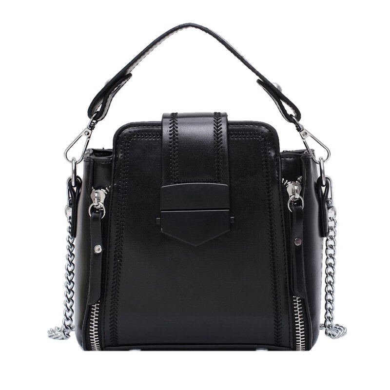 Luxury Women Small Pu Leather Chain Crossbody Bag Ladies Messenger Bags Female Handbags Shoulder Bags: Black