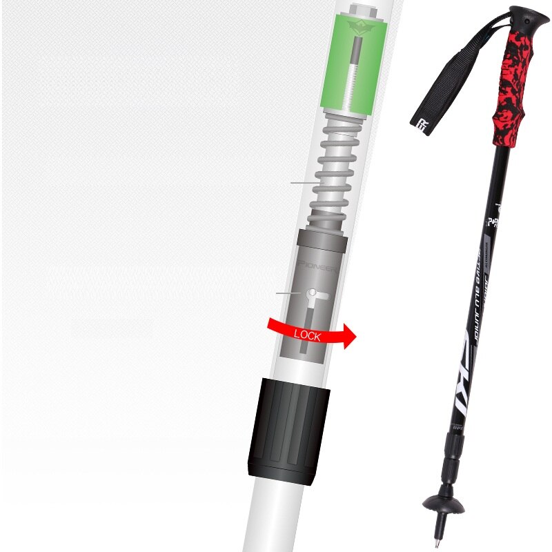 Pioneer 1 Pcs Anti Shock Hiking Walking Trekking Trail Pole Ultralight Aluminum Walking Stick with EVA Foam Handle