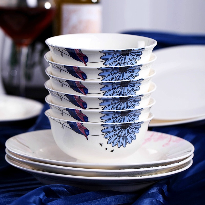 Chinese Stijl Bone China Keramische Schotel Borden Kommen Porselein Servies Diner Plaat