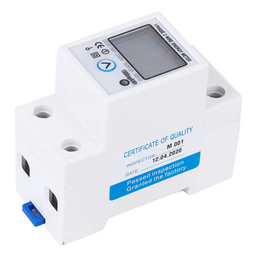 Single Phase Meter Accuracy Large Screen Multifunction Middle Button Reset DDS1891 2P Rail Energy Meter