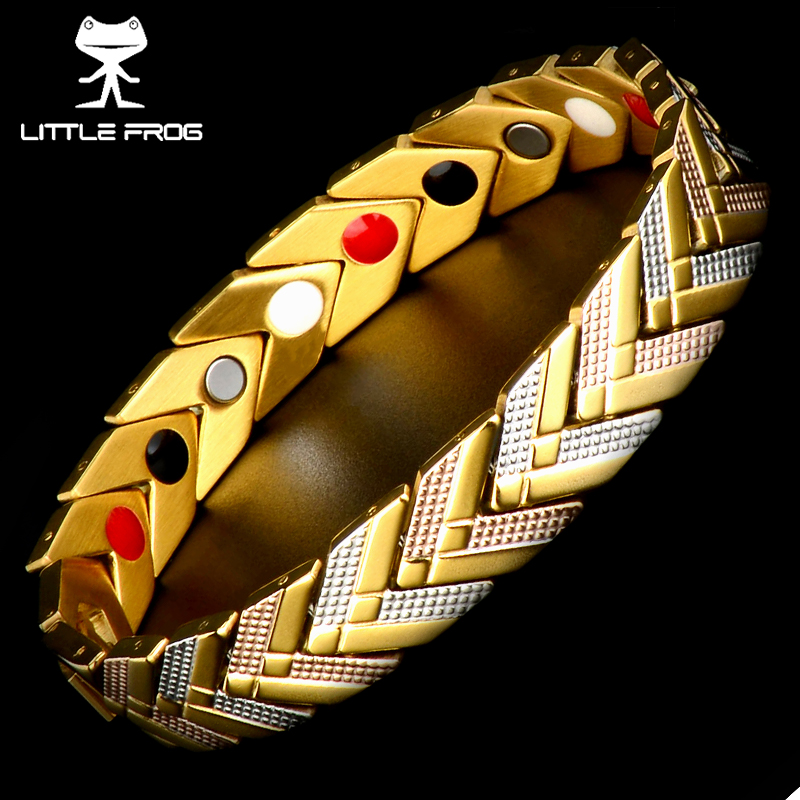 Petite grenouille Bracelet sain thérapie magnétique en acier inoxydable Bracelets énergétiques Bracelets chaîne en or femmes bijoux de