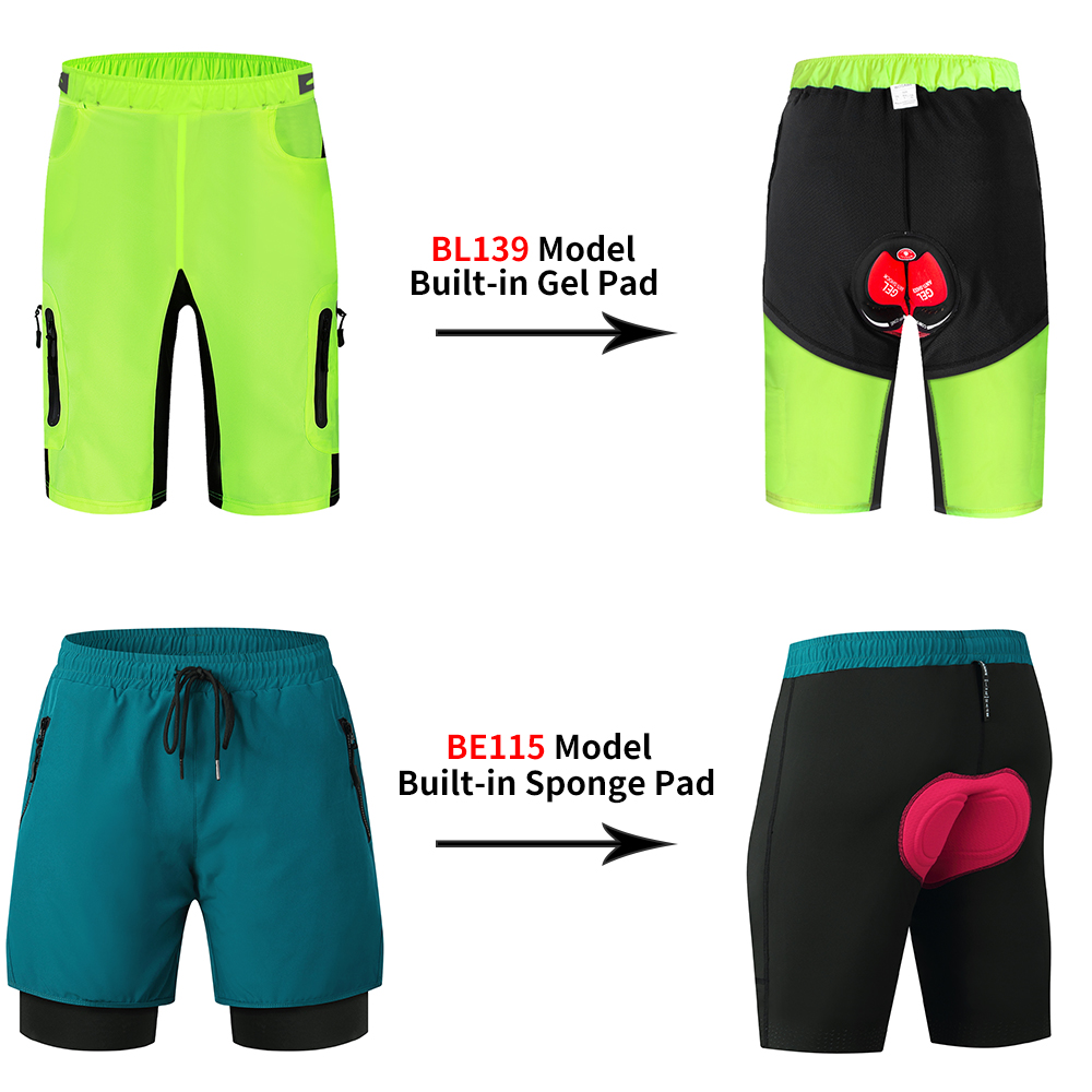 WOSAWE Heren Fietsbroek Mountainbike Schokbestendig 5D Gewatteerde Shorts Lichtgewicht Loose Fit MTB Fietsbroek Rijbroek