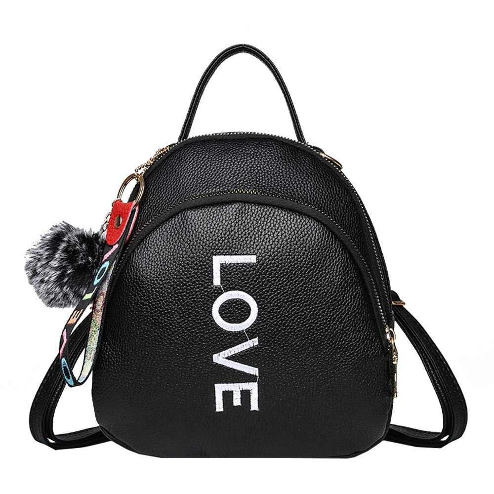 Hairball Leder Schule Taschen für Teenager Mädchen Frauen Rucksack Reise Schulter Tasche Kleine Mini Rucksack Mochila Schüler bagpack: Schwarz