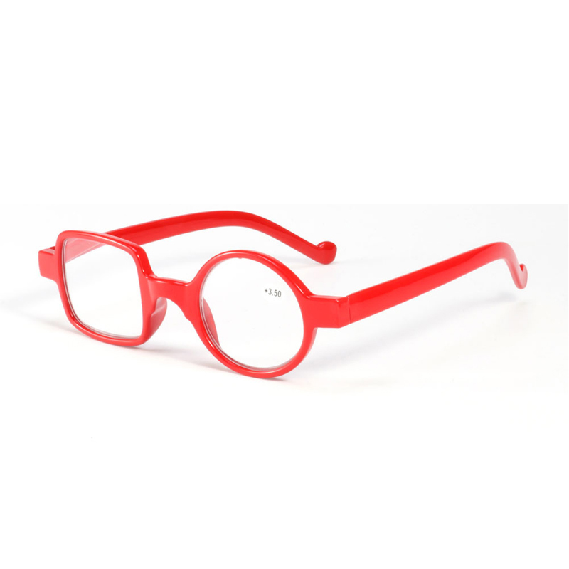 Zilead Ronde & Vierkante Asymmetrische Leesbril Voor Vrouwen & Mannen Hars Presbyopie Bril Verziendheid Brillen + 1.0to + 4.0 unisex: +100 / red