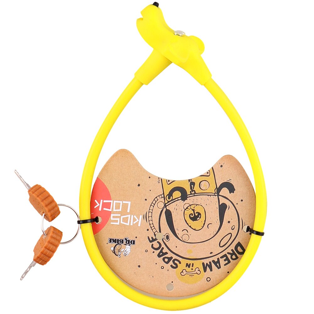 Dr Bike-candado para Cable de bicicleta para niños, con superficie de silicona, de acero, antirrobo, bonito, accesorios para bicicleta: 45cmYellow