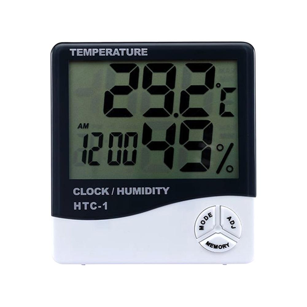 Indoor Kamer Lcd Elektronische Temperatuur Vochtigheid Meter Digitale Thermometer Hygrometer Weerstation Wekker HTC-1