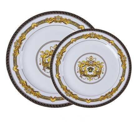 European Style Luxury Dishes Bone China Ceramic Flat Steak Dinner Plates Tableware Plate Western Clubhouse Upscale Tableware
