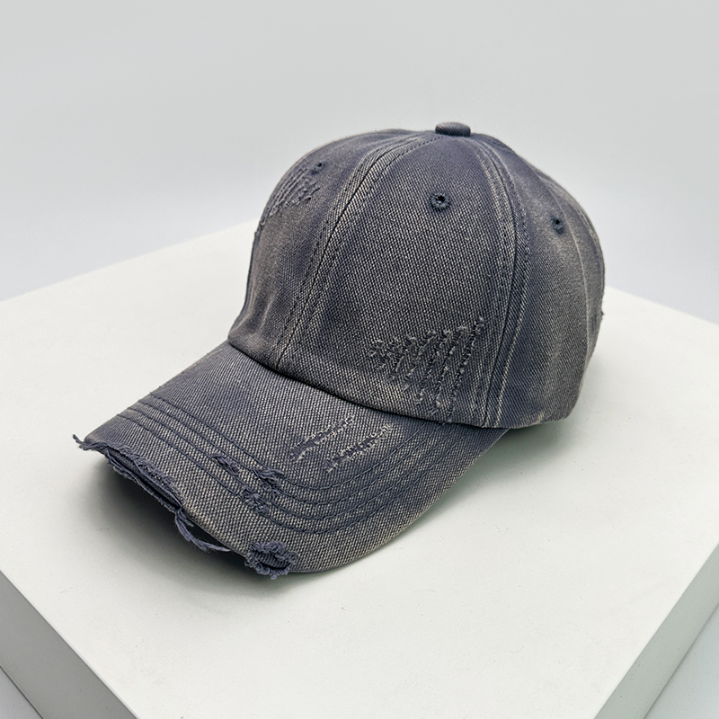 Men Women Gradient American Vintaget Broken Baseball Hats Distress Sunshade Breathable Street Snapback Cap Versatile: WHITE
