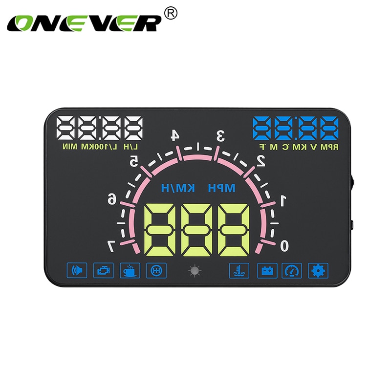 Onever auto hud 5.5 '' head up display obd 2 ii euobd bil fortkörning varning för hög hastighet varning vindruta projektor hd auto display