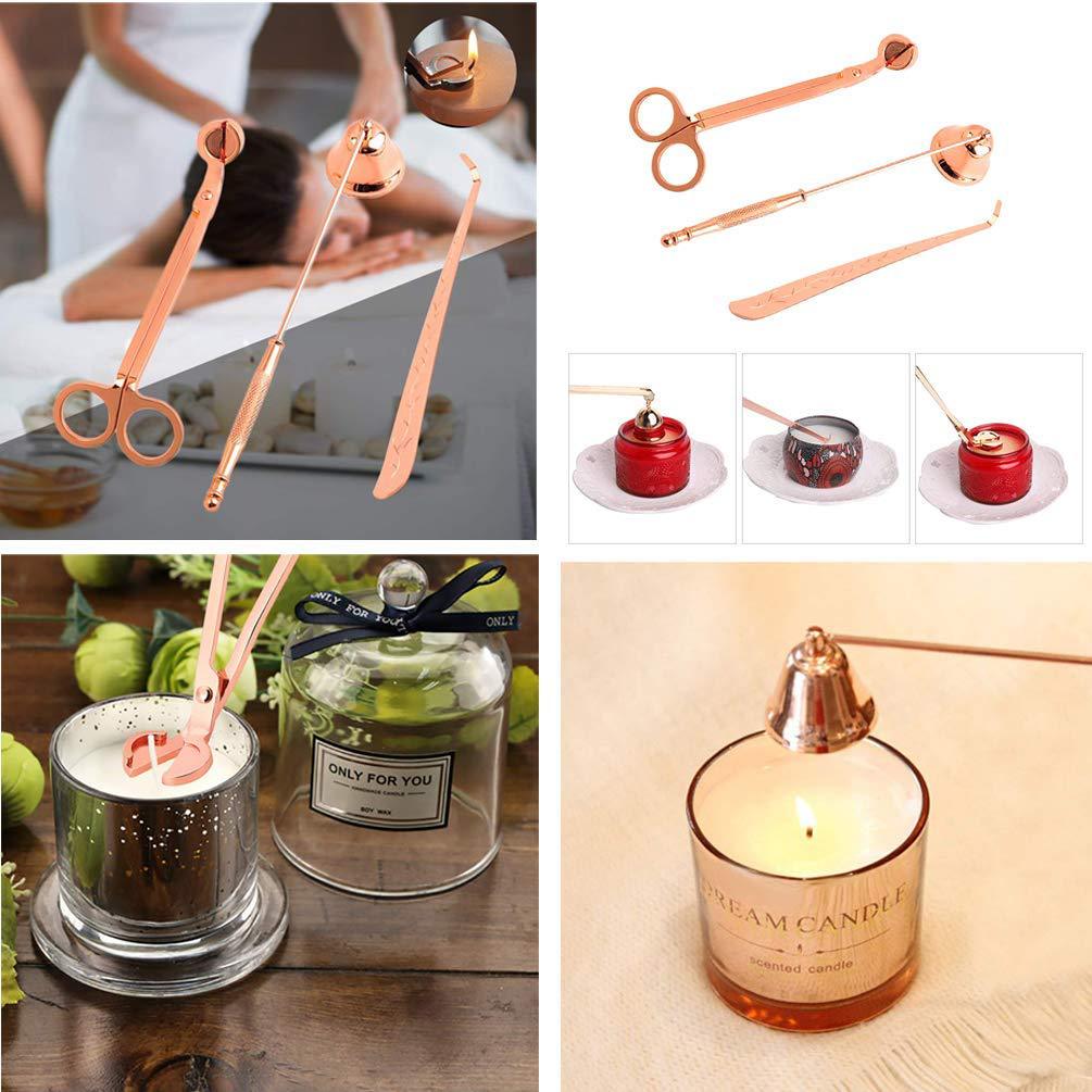 Ensemble d'accessoires pour bougies, en acier inoxydable, coupe-mèche, sans fumée, cloche, reniflard, Kit d'outils pour la maison, 3 pièces/ensemble