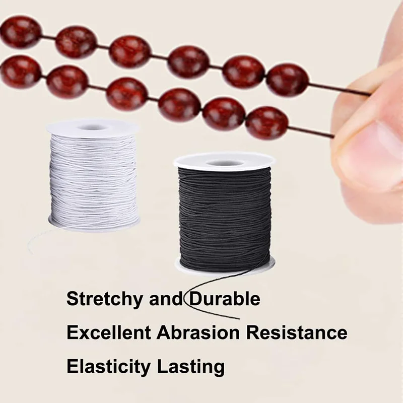 50M/rollo de cordón elástico de 1mm, cuerda elástica resistente para pulsera, cuerda elástica para pulseras, fabricación de joyería, manualidades DIY, abalorios