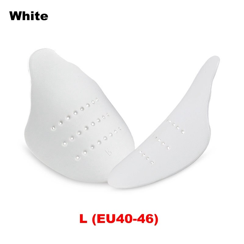 Protector de pliegues para zapatos, ensanchador de punta de zapatillas, resistente a las arrugas, Protector de punta de soporte, 1 par: White(EU40-46)