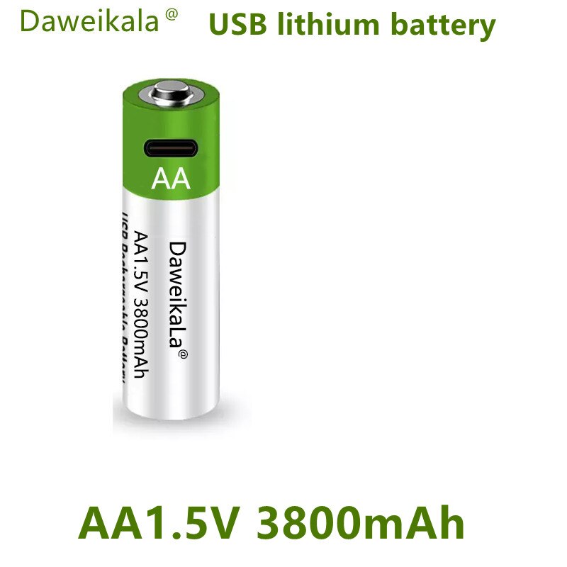 Snel Opladen 1.5V Aa Lithium Ion Batterij Met 3800Mah Capaciteit En Usb Oplaadbare Lithium Usb Batterij Voor Speelgoed toetsenbord: 1pcsAA1.5V3800mAh