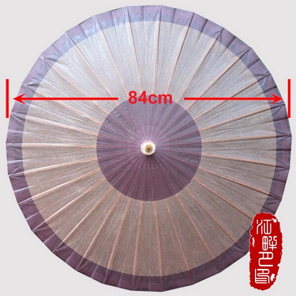 Paraguas artesanal chino de Color profundo de madera para mujer, sombrilla con manija larga, estilo Retro para adultos, paraguas de papel al óleo, decoración para exposiciones artísticas: Diameter 84CM