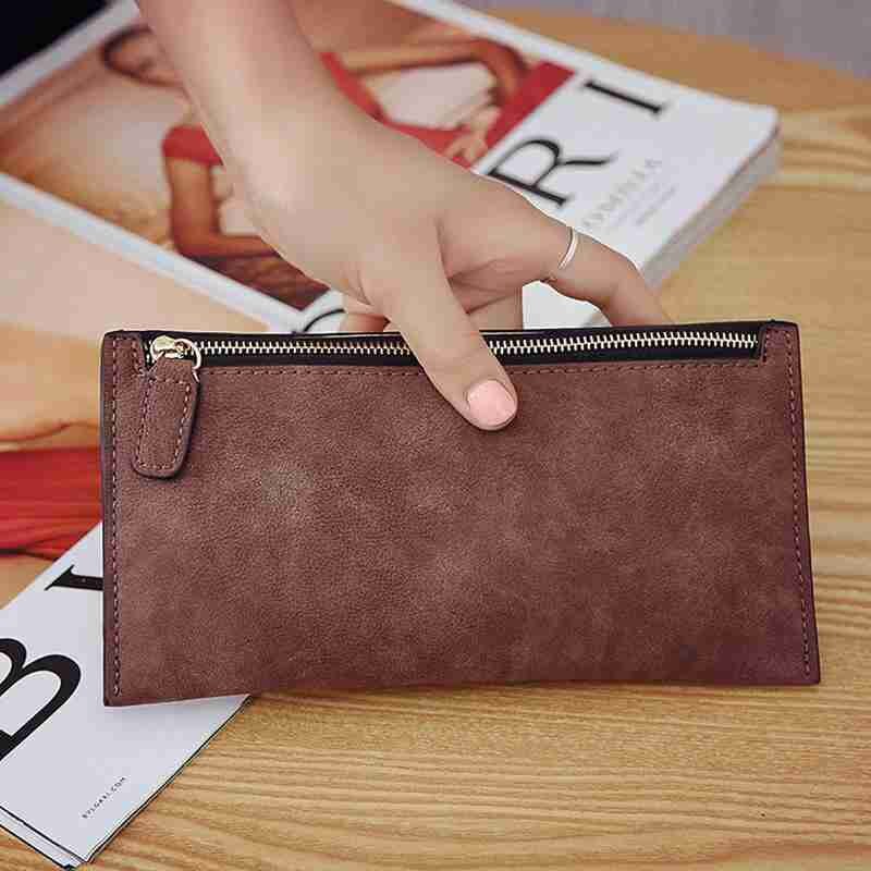 Women's clutch purse card holder matte leather long wallet bag female R1W3