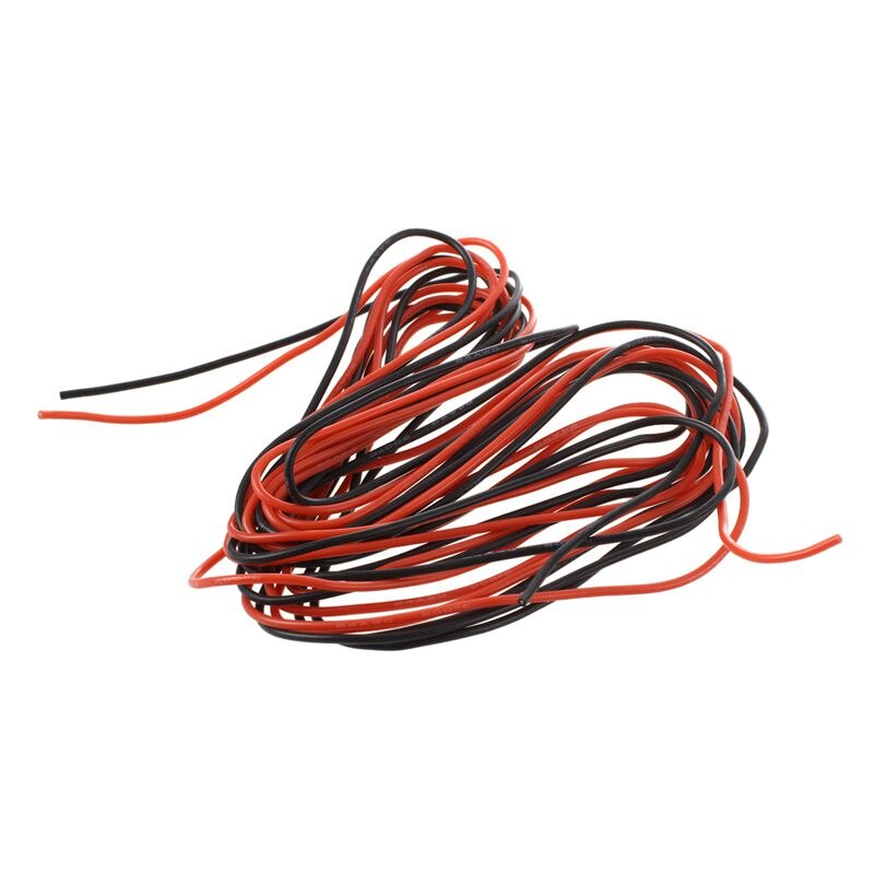 2x 24 Gauge AWG Silicone Rubber Wire Cable Red Black Flexible