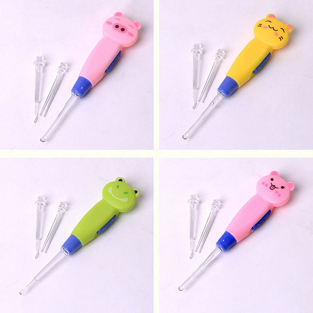 Cartoon Led Zaklamp Lichtgevende Oor Pick Cleaning Tools Met Licht Licht Oorsmeer Lepel Apparaat Graven Soft Cleaner Wax