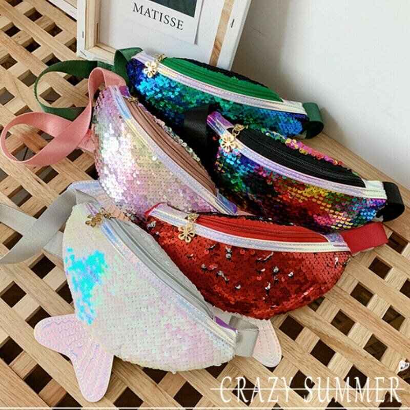 Bolso de lentejuelas brillantes para niño niña, riñonera de viaje, Festival, monedero