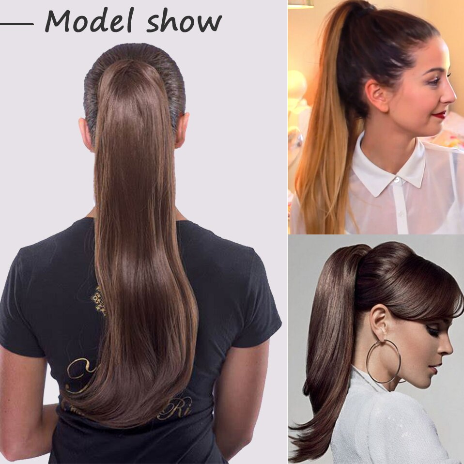 HAIRRO-extensiones de cabello sintético para mujer, extensión de cola de caballo con Clip, 22 pulgadas