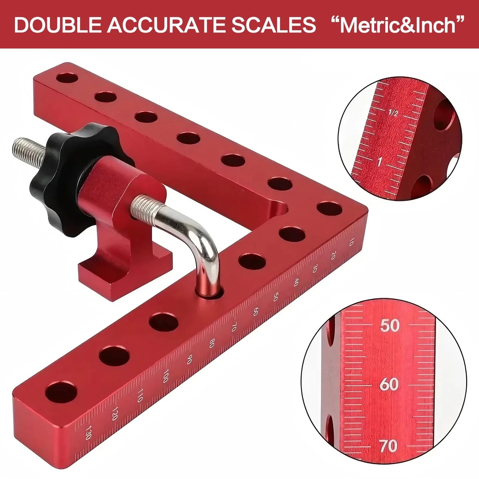 6 st höghållfasta träbearbetningsklämmor i aluminiumlegering, 90 graders rätvinkel, gör-det-själv-träskarvning, hemprojekt