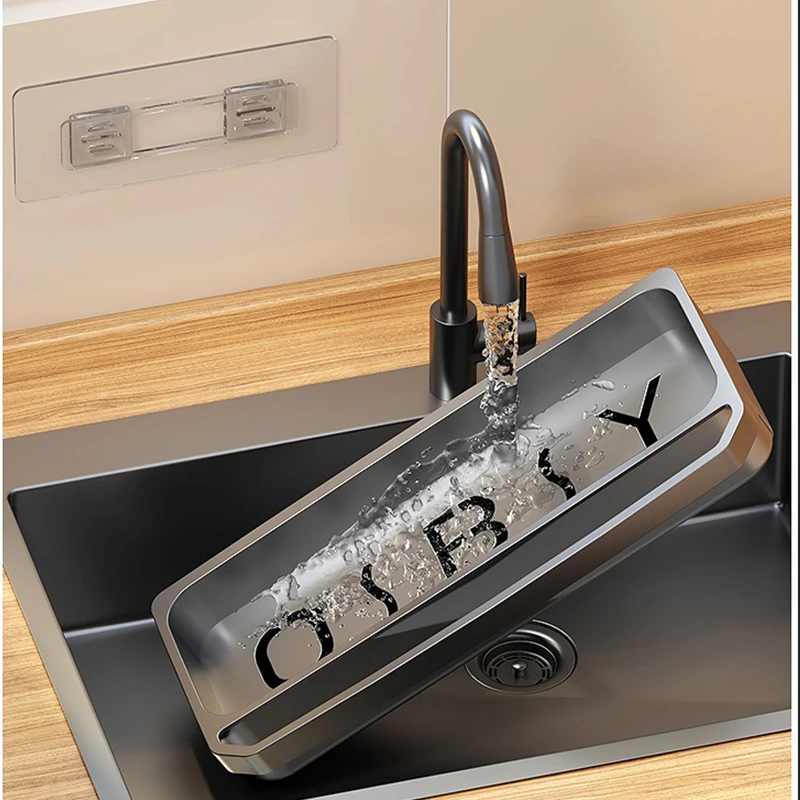 Küche Waschbecken Organizer Abfluss Gestell Selbstentleerung Regal Schwamm Halfter Geschirrtuch Wasserhahn Lagerung Seife Abtropffläche Küche Zubehör