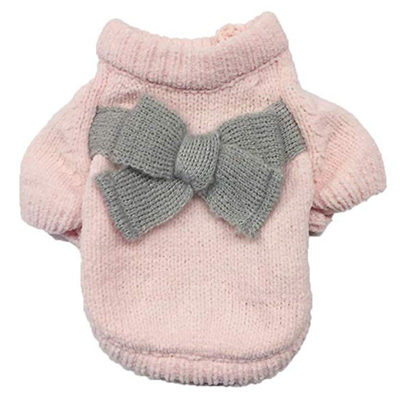 Leuke Hond Truien Winter Warm Puppy Roze Boog Kleding Kerst Zachte Katoenen Jassen Jas voor Chihuahua teddy