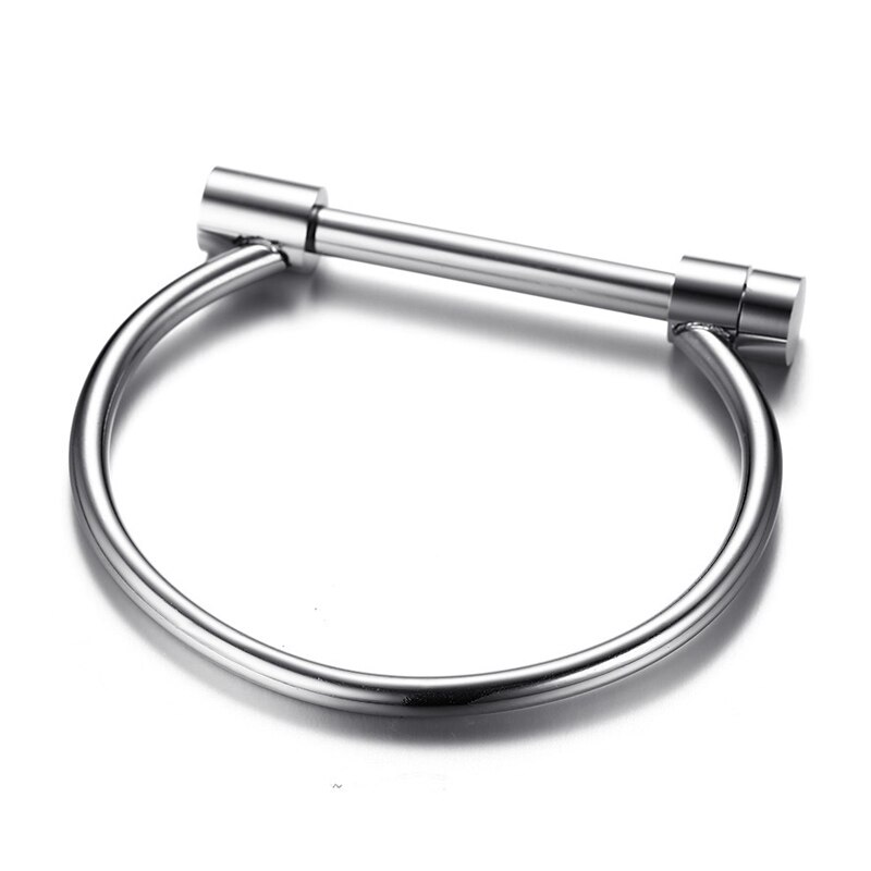 No fade 316L Stainless Steel Titanium Bracelets&amp;Bangles Women Cuff Bracelet Female Metal Screw Brand Ladies Wrist Jewery: Silver Color