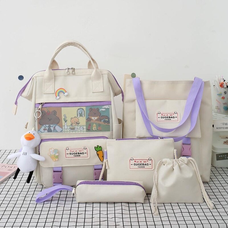 Preppy Purple Backpack Women Waterproof Candy Colors Backpacks Fancy High School Bags for Teenage Girl Cute Travel Rucksack: 3TT906196-W