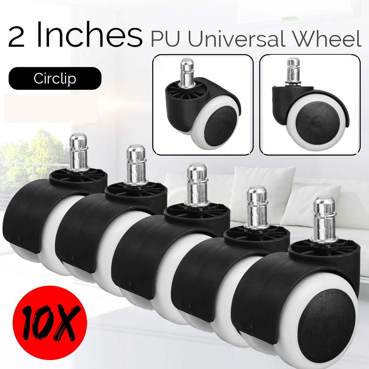 10 stk 2 tommer kontorstol caster hjul drejelige stol caster hjul bløde rulle kontor hjemmestol udskiftning møbler hardware