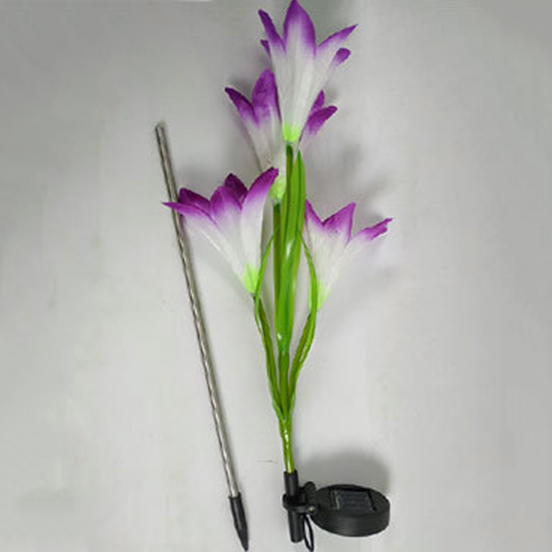Solar Lily Flower Light Stake Solar Garden Lily Light Solar Flowers Backyard Decorative Light with 4 Flowers - Purple/White/Red
