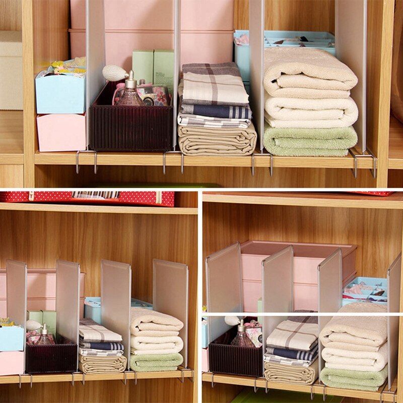 Séparateurs verticaux d'étagère en bois de placard 2.0-nouvel organisateur amélioré d'habillement avec le serrage facile-méta de fil d'acier enduit de poudre