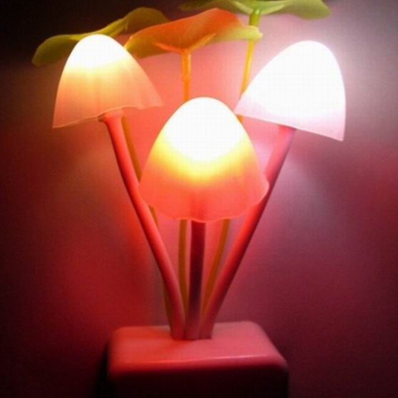 Nyhed natlys eu/us stik lyssensor 3 led farverig svampelampe led  ac110v-220v farver natlys
