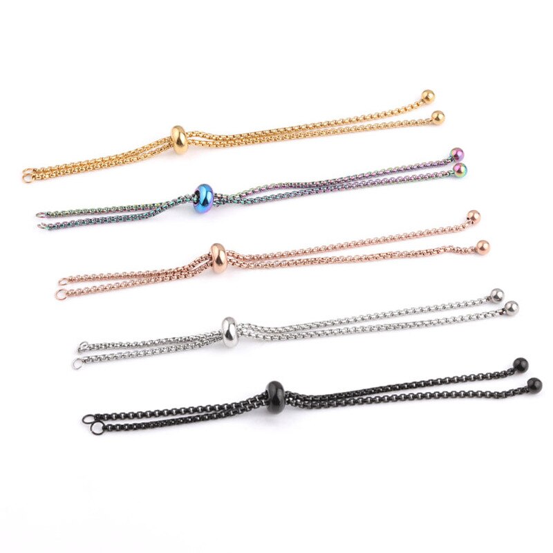 3 teile/los Edelstahl Einstellbare Schieberegler Kette für Schmuck Machen DIY Schleifen Stecker Anhänger Armbänder Material Erkenntnisse