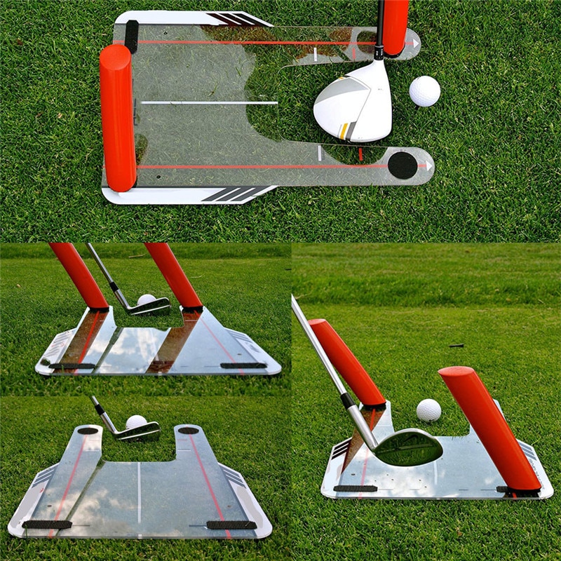 4 røde speed stænger coach spejl golf speed trap base golf swing træner form brandish swing træningsspejl og taske