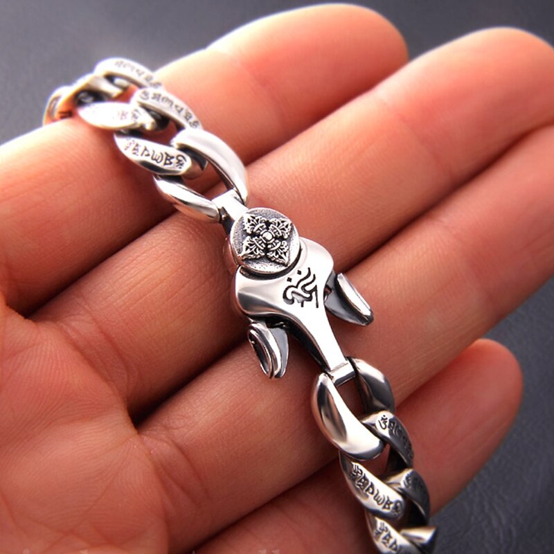 Pulsera de plata de la suerte para hombre, original, amuleto retro de estilo chino, accesorio de joyería para pareja