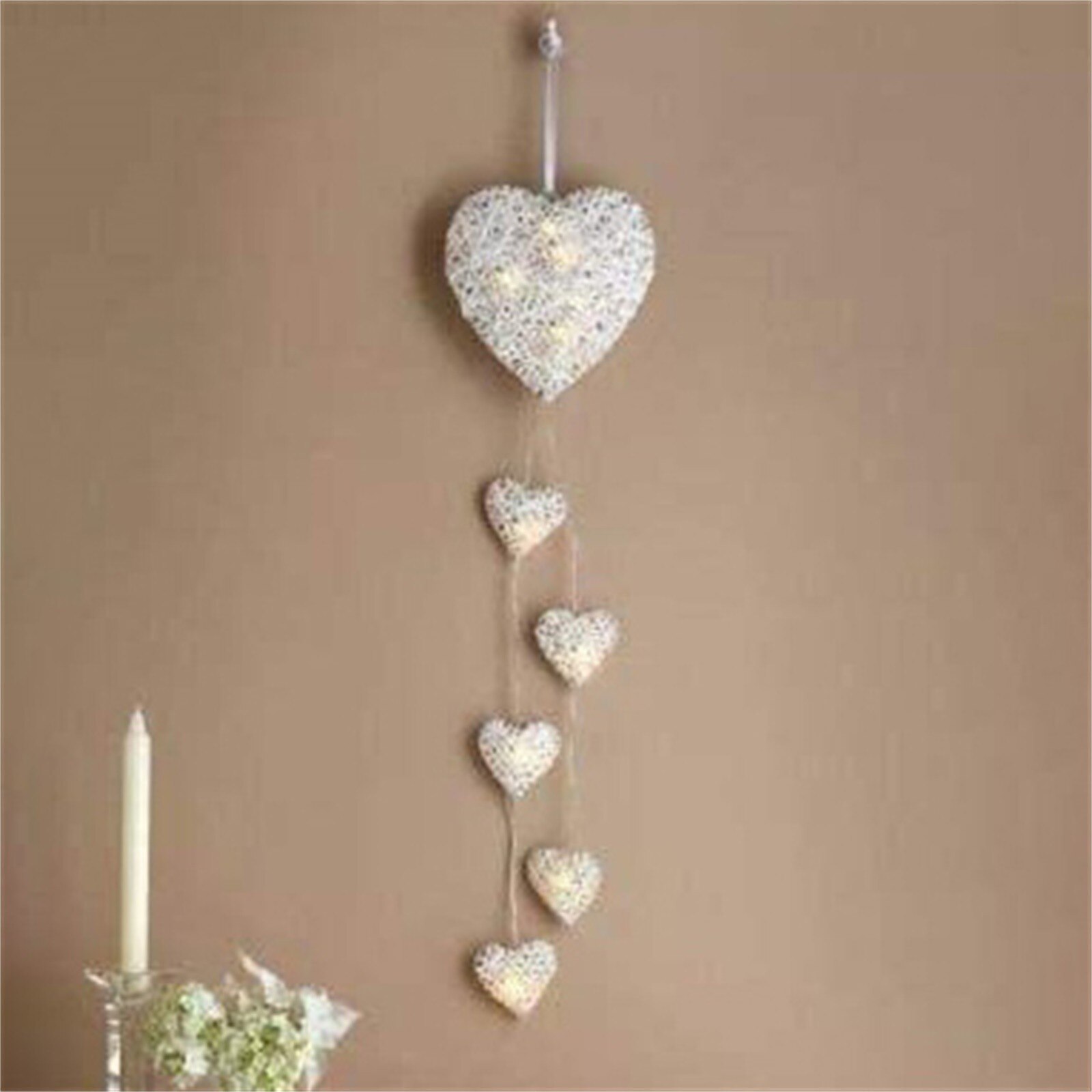 Perzik Hart Decoratie Dreamcatcher Rieten Hartvormige Valentijnsdag Decoratie Voor Vriendin Wandlamp Home Deco: Default Title