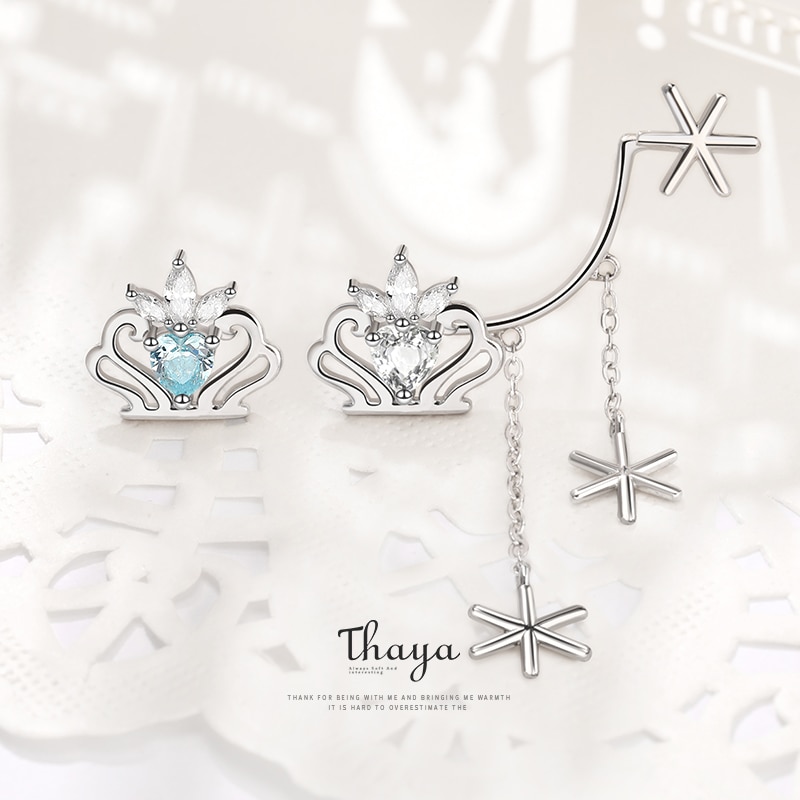 Märchen Serie Thaya Solide 925 Sterling Silber Schnee Königin Stud Ohrringe Für Frauen Engagement Feine Jewerlry Ohrringe