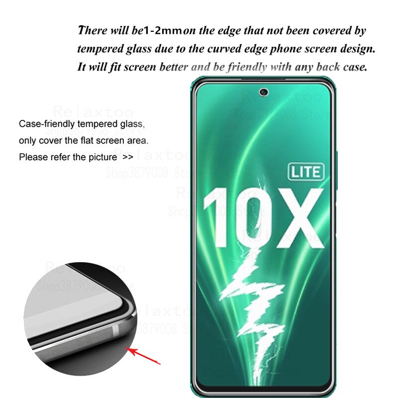 2in1 Protector For huawei honor 10x lite Screen Protector Camera Lens Tempered Glass on honor10xlite Cover honor 10 x lite Case