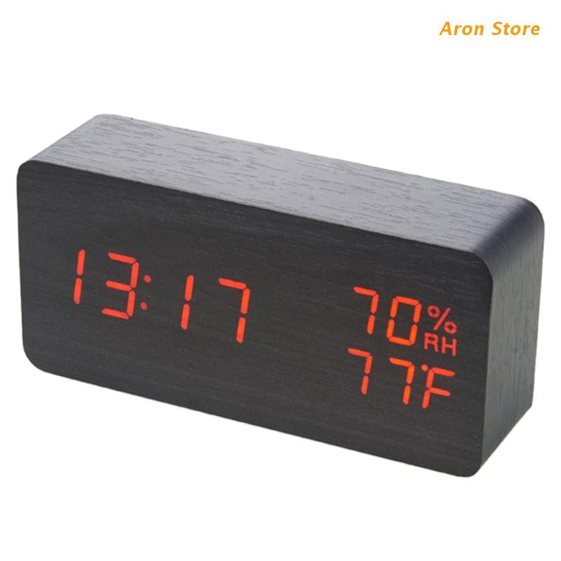 Multifunction Alarm Clock in Wood Digital Alarm Clock Prevent Being Late and Sleeping Home Decoration: Silver