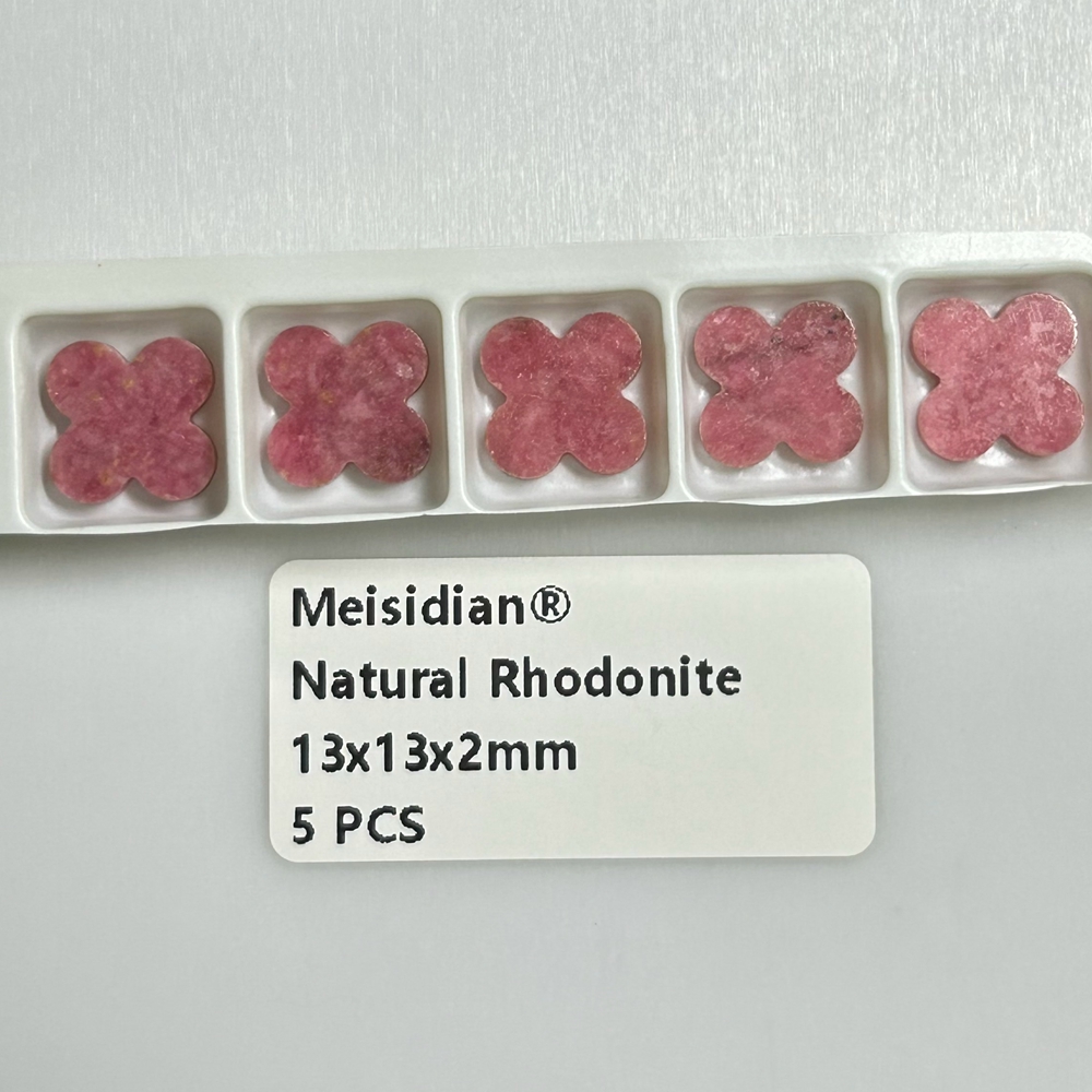 Meisidian flor ágata negra cornalina roja 13X13X2mm piedra de trébol de ónix
