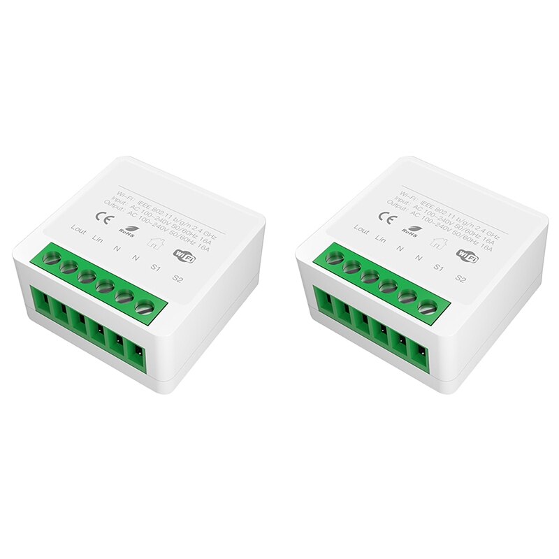 Intelligent Switch Module,Breaker Module 16A Tuya Wifi Home Life APP Remote Control For Google And Alexa Work With: white