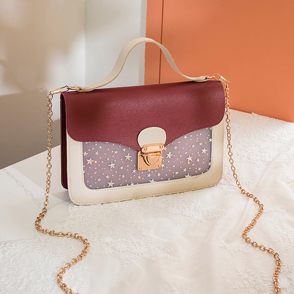 Women Bag Sequin Shoulder Small Flap Crossbody Bags Messenger Bag For Girl Handbag Ladies Phone Purse Bolso Mujer #S: Red