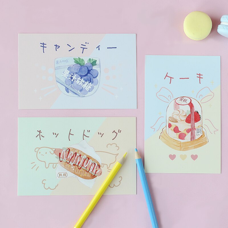 30 Sheets/Set Snacks Convenience Store Postcard Greeting Card Birthday Card Message Card