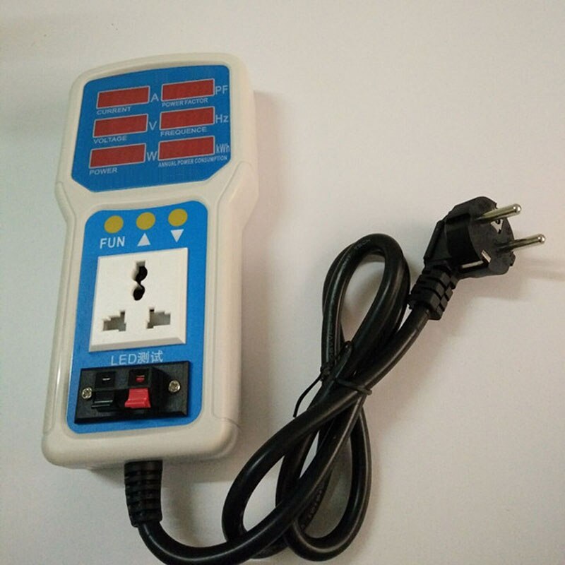Digital Handheld electricity monitor with Euro plug A V Hz power factor active power and annual power consumption