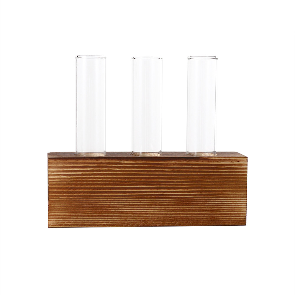 Hydrocultuur Vaas Plant Glazen buis Creatieve Hydrocultuur Plant Transparante Vaas Houten Frame Koffie Shop Room Decor Desk Decoratie: 3