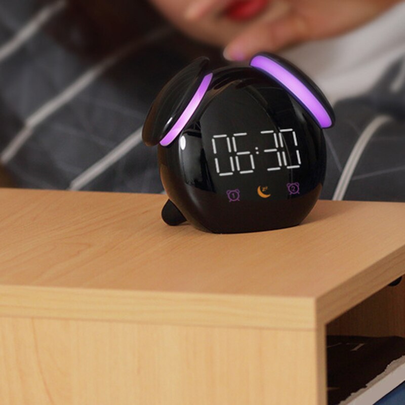 Pressesensor ledet klokkelys fargerikt nattlys ladbart 2000 mah nattlampe barnesoverom deside lampe alarm nattlys