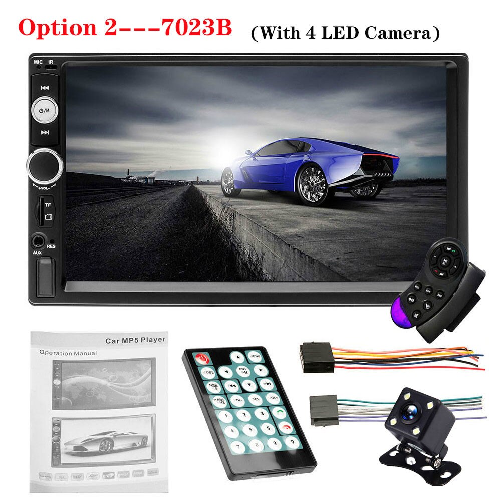 2din 7023B Auto Radio 7 "Touch In Dash Auto audio Speler MP5 Autoradio Bluetooth Achteruitrijcamera Afstandsbediening: with4led camrea